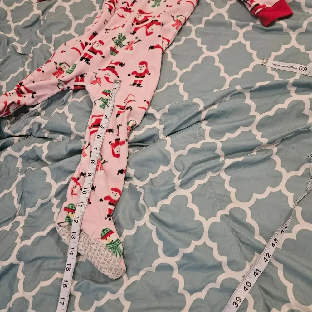 Carter’s 24M Christmas Fleece Footed Pajamas Pink Santa Snowman Sleeper Girls